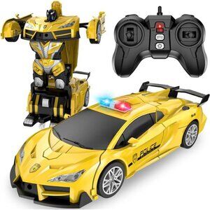 Remote Control Car, Transform Robot RC Cars, 2.4Ghz Transforming Police Car Toy